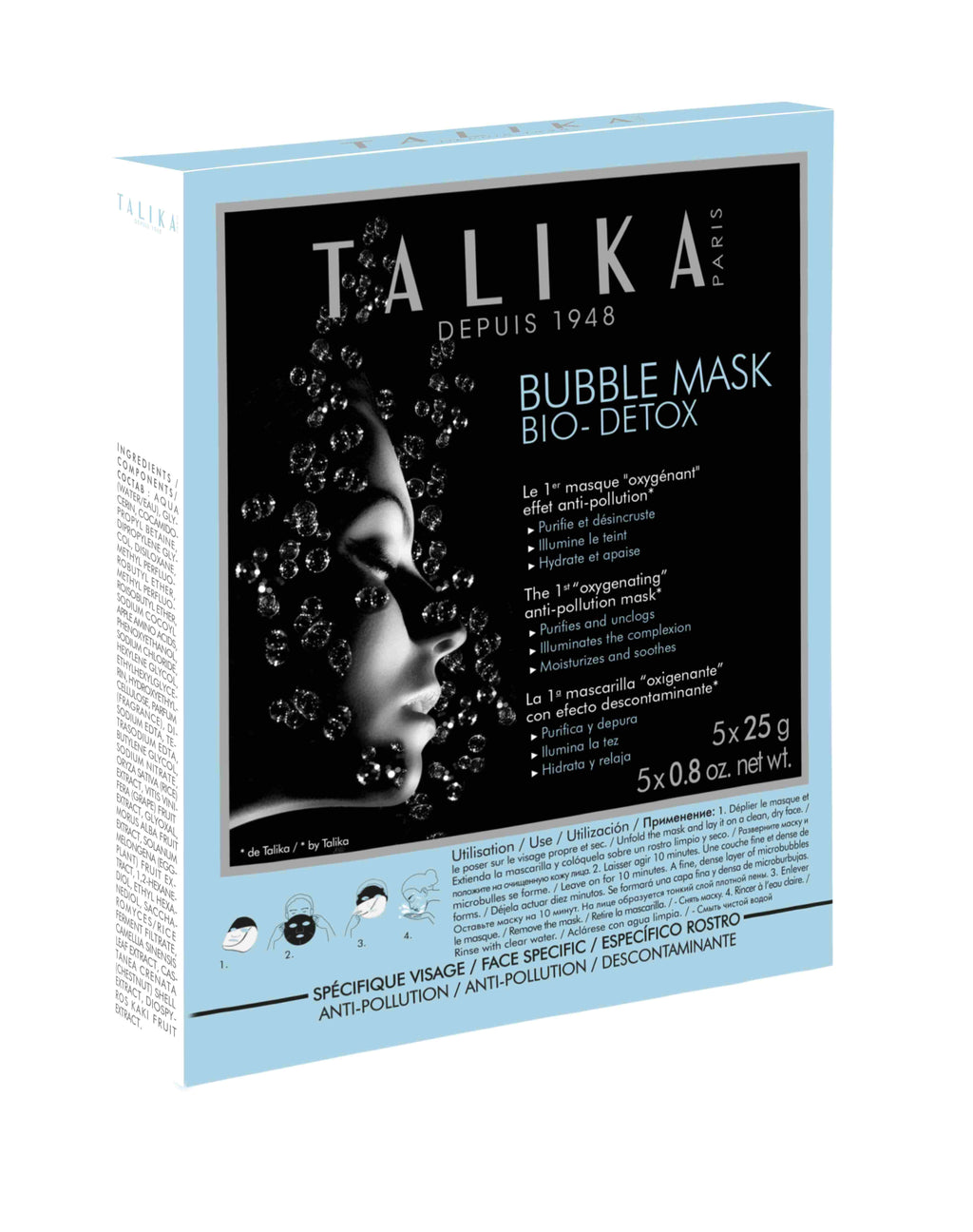Talika Face Bubble Mask Bio-Detox The 1st Oxygenating ''Anti-Pollution'' Masker Detox